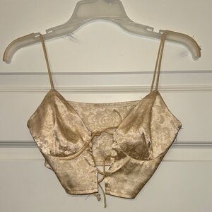 Elegant Lace-Up Satin Bralette - Cream